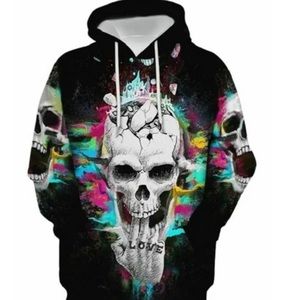 Black Rebel Skull Head Hoodie